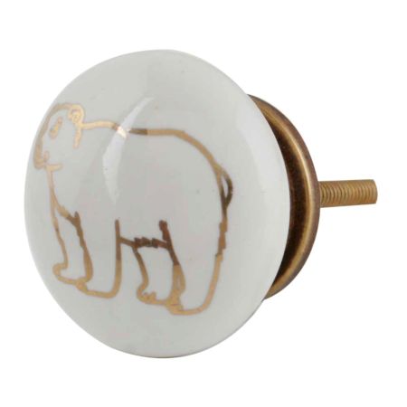 Golden Bear Pattern Ceramic Cabinet Knobs